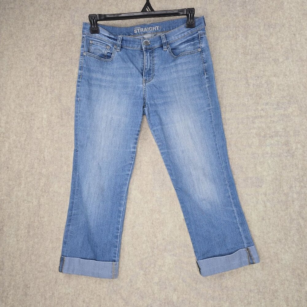 New York & Company Womens Straight Leg Low Rise Jeans Size 8 Blue Denim
